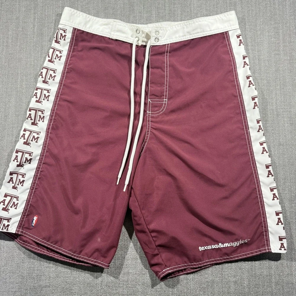 Texas A&M Aggies Swimsuit Mens Large Maroon Red Football Team Sports Beachwear‎